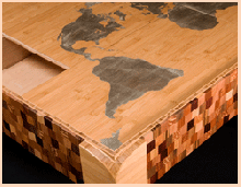 Sliding puzzle table with world map theme