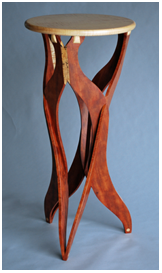 Bubinga and maple plant stand